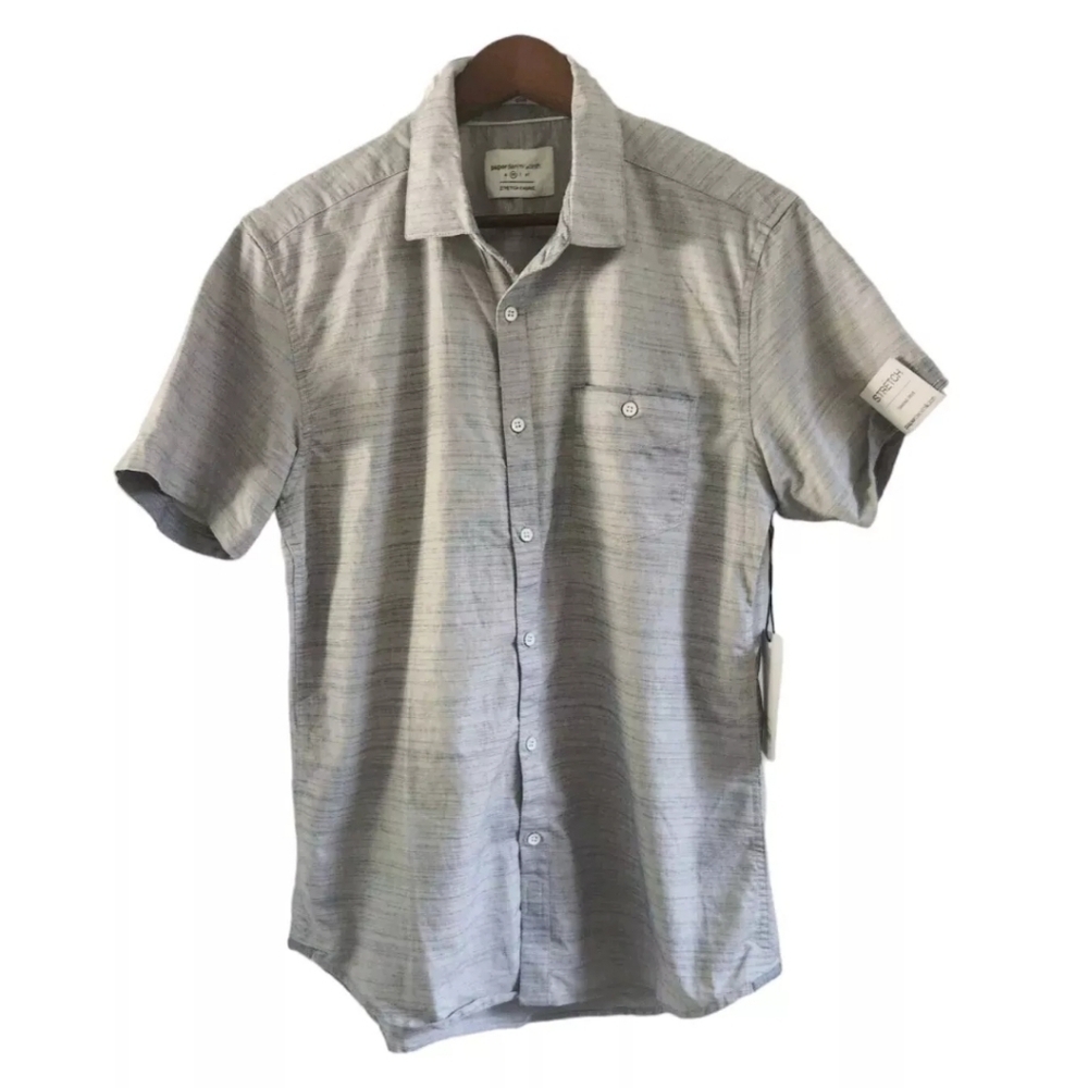 Paper Denim & Cloth Slim StretchTailored Shirt Button Front Mens Size M NEW - Picture 1 of 6